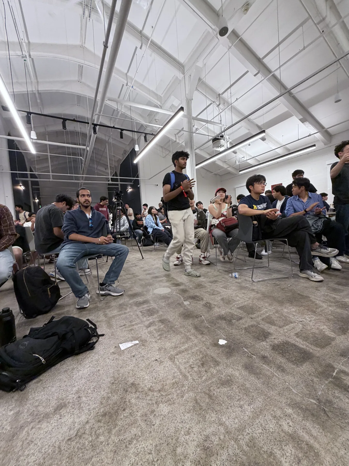 Attendee asking a question at JacHacks SF
