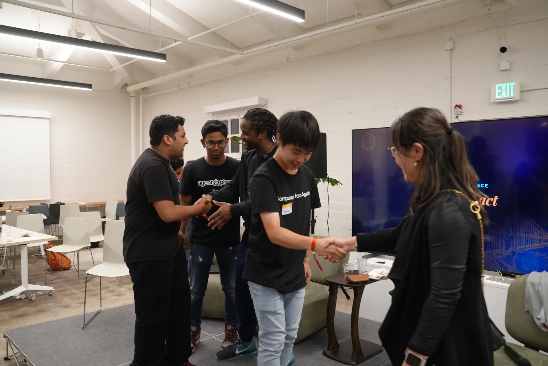 Judges with builders at JacHacks SF