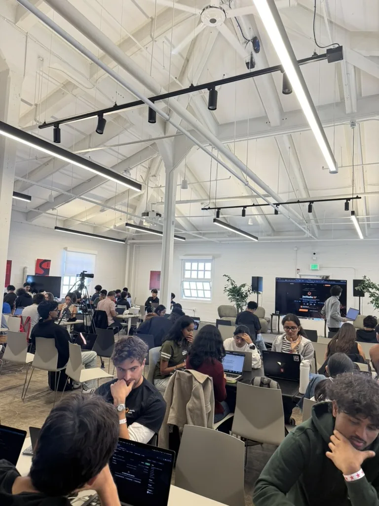 Wide shot of the JacHacks SF build floor