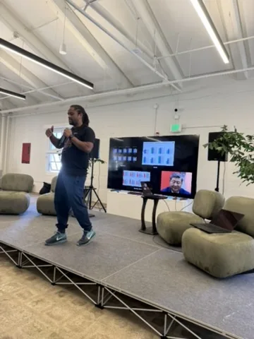 Remote speaker on screen at JacHacks SF